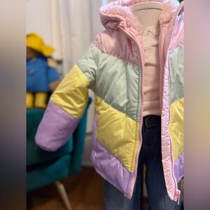 Carter’s Pastel Rainbow Puffer Coat – 3T (NWT, $100 tag) 🌈🧸